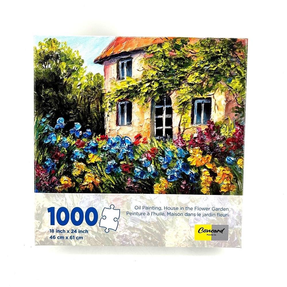 Concord Puzzle Co House in the Flower Garden 1000 Piece Jigsaw Puzzle Oil Paint